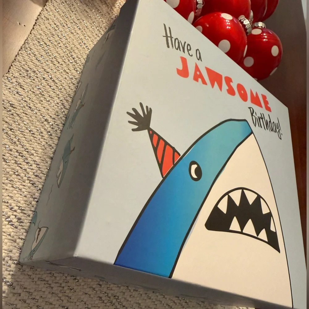 NEW! 🦈 Large Jawsome Birthday Shark Party Box Great for birthday gifts or decor